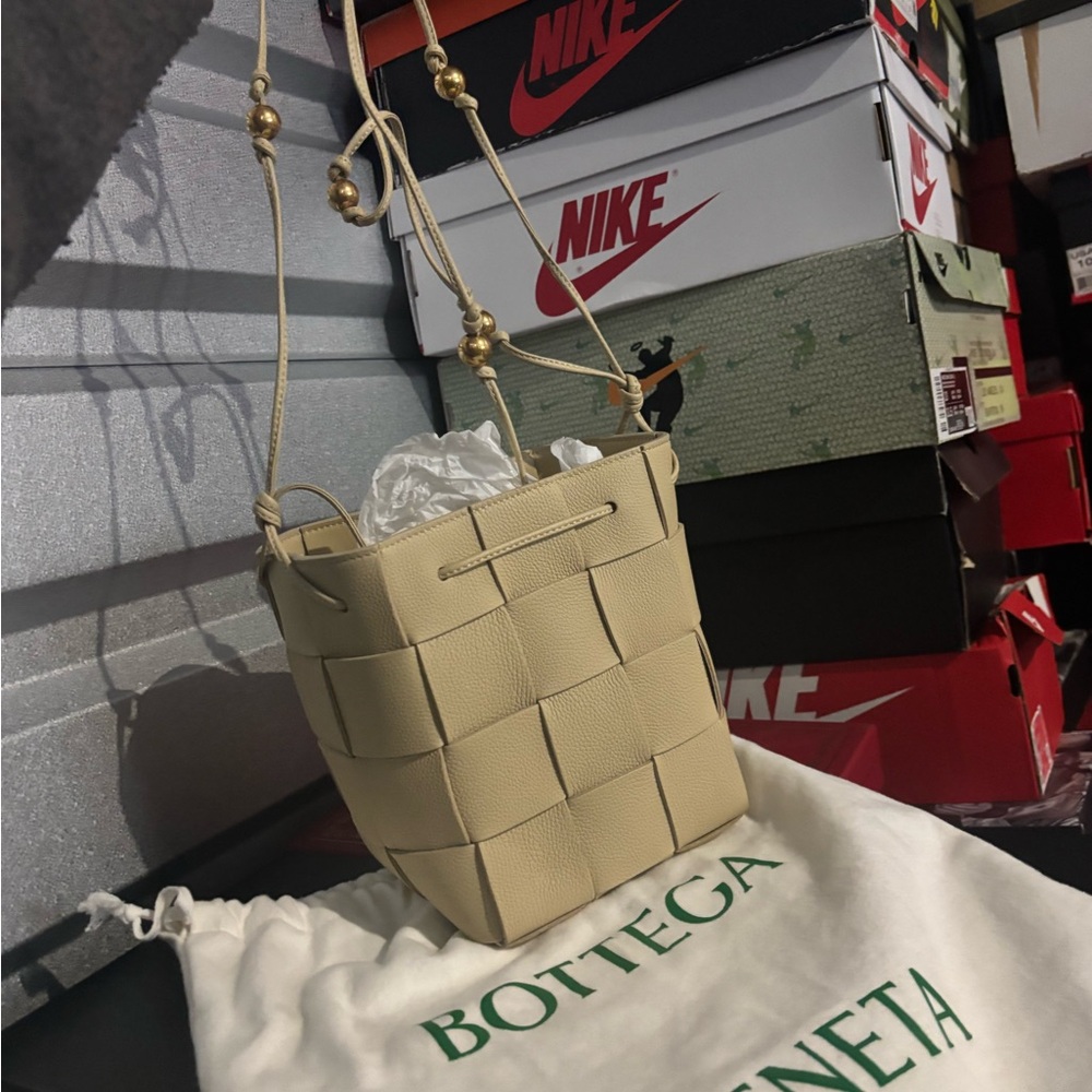 Bottega Veneta Cream Woven Crossbody Bag